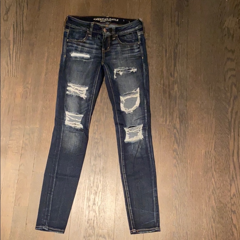 American Eagle Ripped Dark Blue Jeans